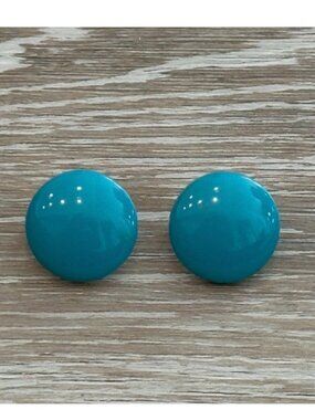 Retro Fabulous Vintage Clip On Earrings Aqua Blue Button Style